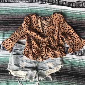 Cheetah print frill top